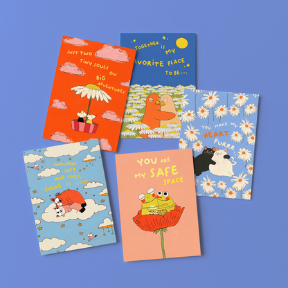'Send your love' greeting card pack of 5