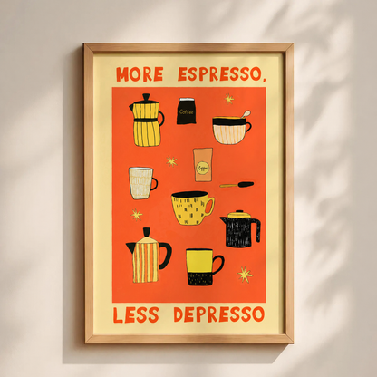 More espresso, less depresso poster